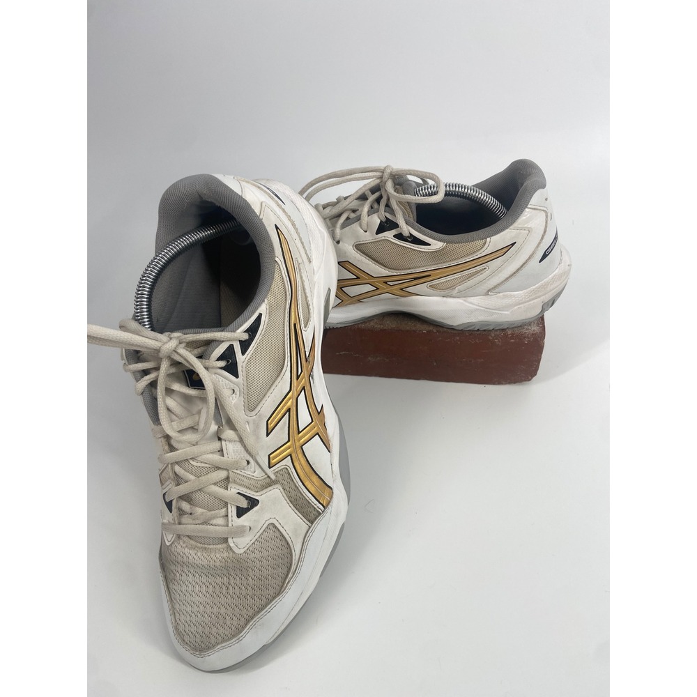 ASICS White Pur Gold Gel Rocket 10 Indoor Court Shoes-Size 12